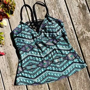 AMBRIELLE AZTEC PRINT TANKINI TOP